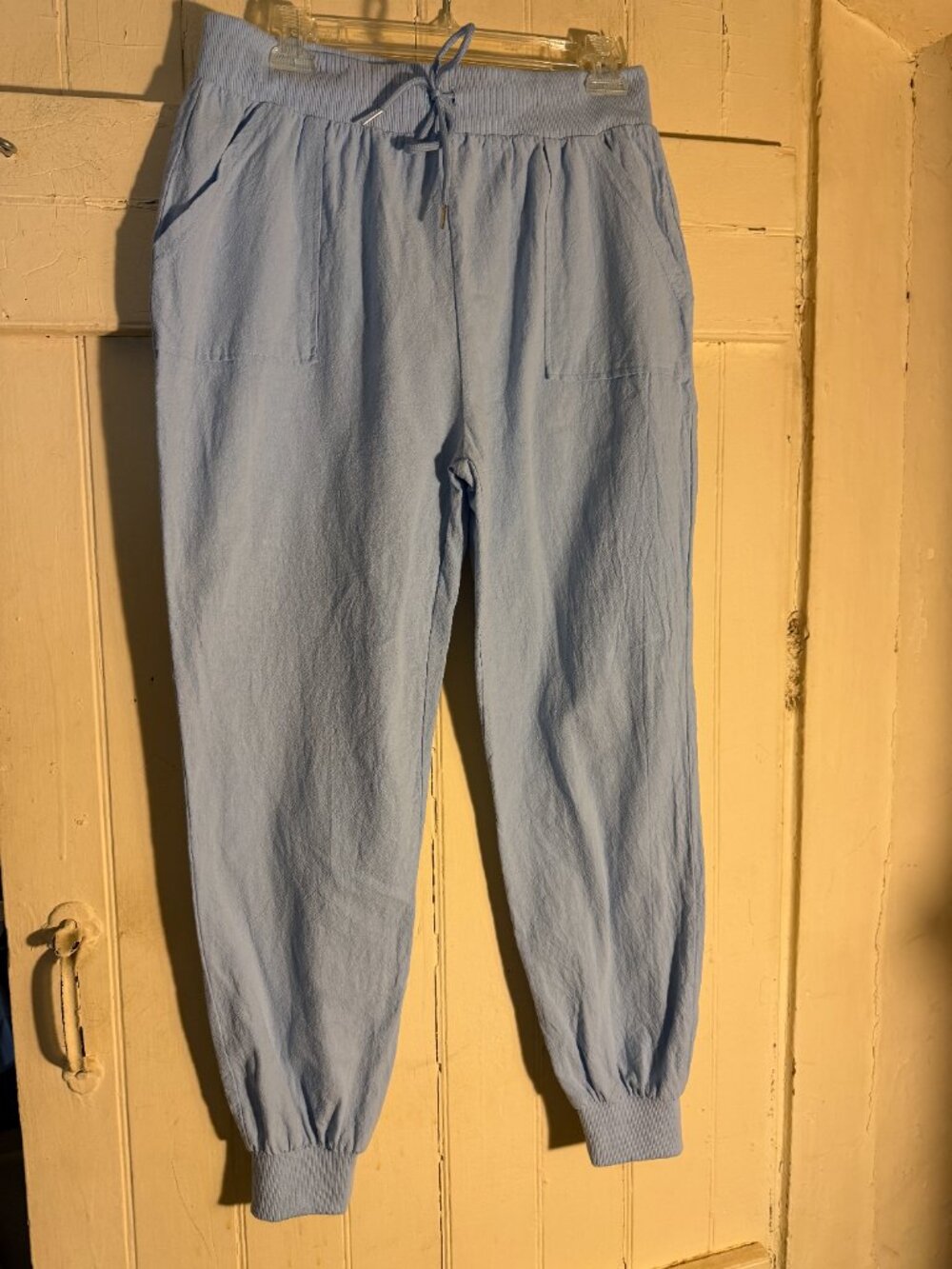 NWOT Light Blue Linen/Cotton Blend Jogger Pants Sz L